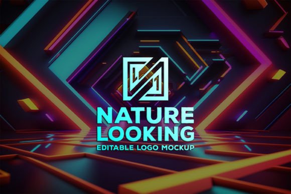 Download Logo Mockup on the Neon Background - Neon background Collection