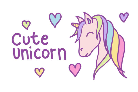 Download Cute Unicorn Cartoon with Love Graphic - Premium Resources